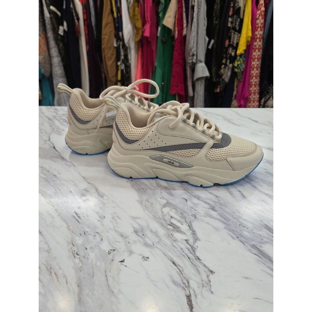 Dior Beige and Light Gray Athletic Sneakers